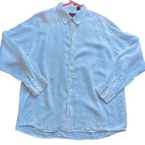 Eddie Rodriguez 100% Linen white long sleeve dress shirt size XXL